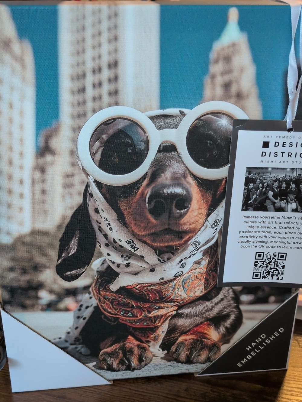 Stylish White Goggle Dog Canvas Wall Art - Decorative Pets Dog Print